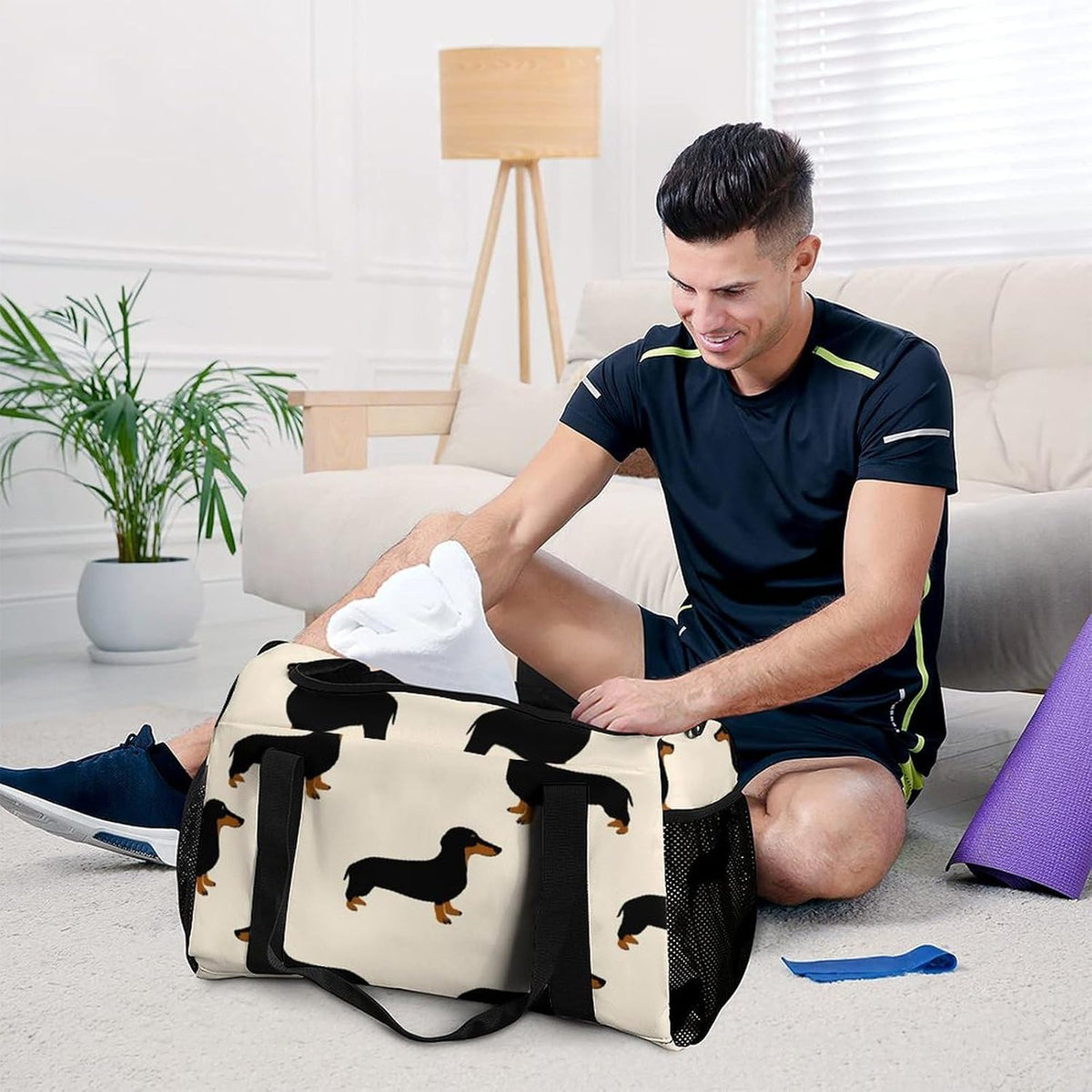Foldable Lightweight Travel Duffel Bag Carry On Weekender Overnight Tote Bag for Men Women Yoga