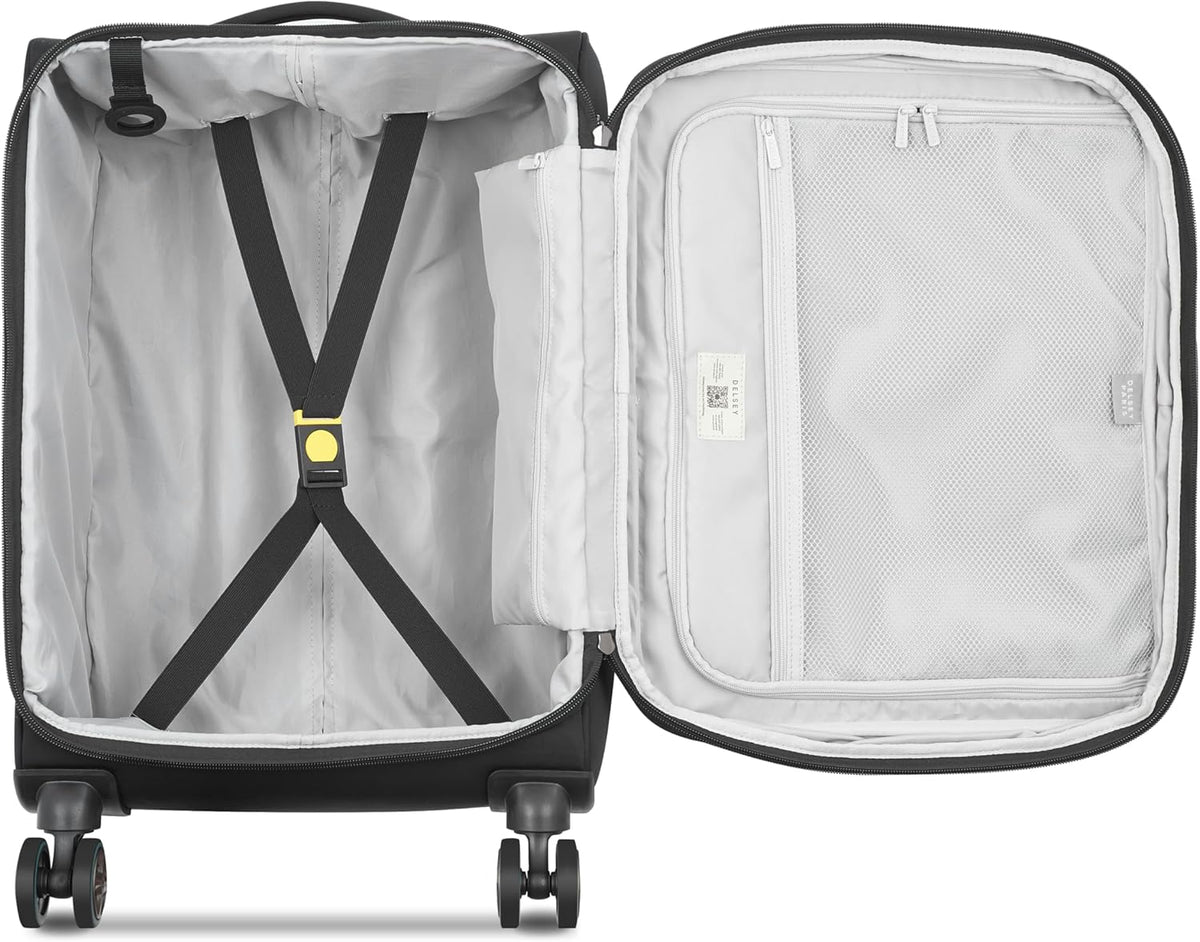 DELSEY PARIS Cruise 3.0 Softside Expandable Luggage with Spinner Wheels, Black, Carry On 20 Inch