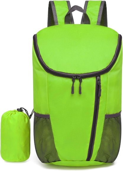 Hiking Backpack, 20L Packable Daypack for Men Women, Nylon with Adjustable Straps, Lightweight Waterproof Outdoor Camping Travel, Black