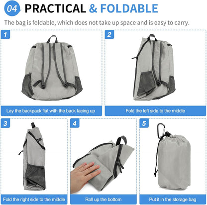 Hiking Backpack, 20L Packable Daypack for Men Women, Nylon with Adjustable Straps, Lightweight Waterproof Outdoor Camping Travel, Black