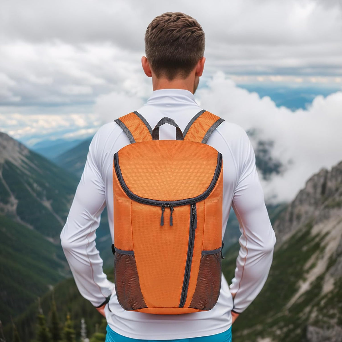 Hiking Backpack, 20L Packable Daypack for Men Women, Nylon with Adjustable Straps, Lightweight Waterproof Outdoor Camping Travel, Black