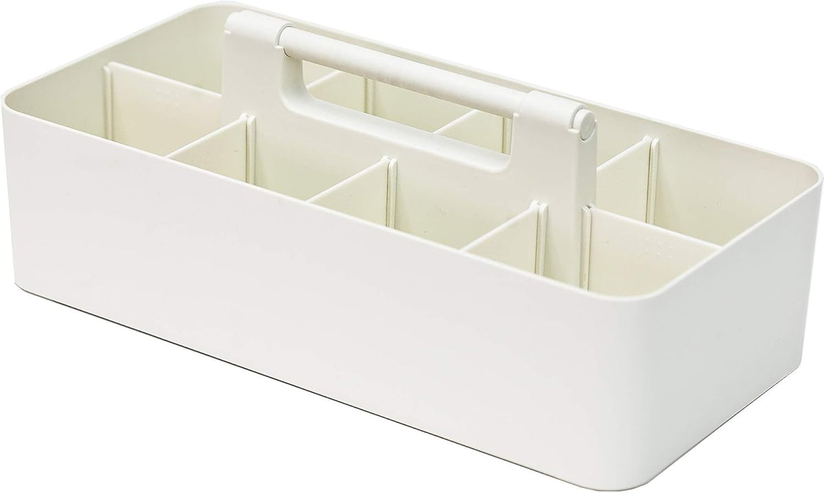 New Plastic Portable Makeup Organizer Caddy Tote Divided Basket Bin with Handle, for Bathroom Storage - Holds Blush Makeup Brushes, Eyeshadow Palette, Lipstick - Extra Large Made In USA (Black)