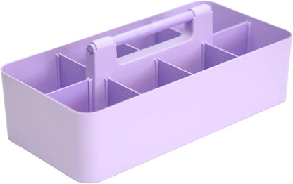 New Plastic Portable Makeup Organizer Caddy Tote Divided Basket Bin with Handle, for Bathroom Storage - Holds Blush Makeup Brushes, Eyeshadow Palette, Lipstick - Extra Large Made In USA (Black)