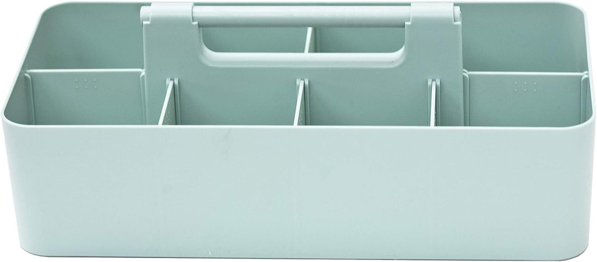 New Plastic Portable Makeup Organizer Caddy Tote Divided Basket Bin with Handle, for Bathroom Storage - Holds Blush Makeup Brushes, Eyeshadow Palette, Lipstick - Extra Large Made In USA (Black)
