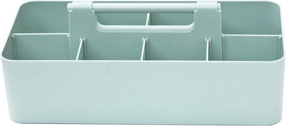 New Plastic Portable Makeup Organizer Caddy Tote Divided Basket Bin with Handle, for Bathroom Storage - Holds Blush Makeup Brushes, Eyeshadow Palette, Lipstick - Extra Large Made In USA (Black)