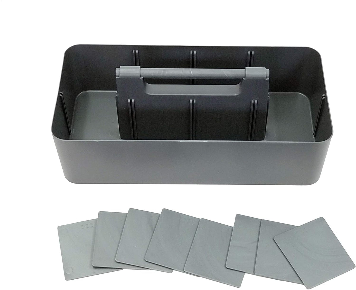 New Plastic Portable Makeup Organizer Caddy Tote Divided Basket Bin with Handle, for Bathroom Storage - Holds Blush Makeup Brushes, Eyeshadow Palette, Lipstick - Extra Large Made In USA (Black)