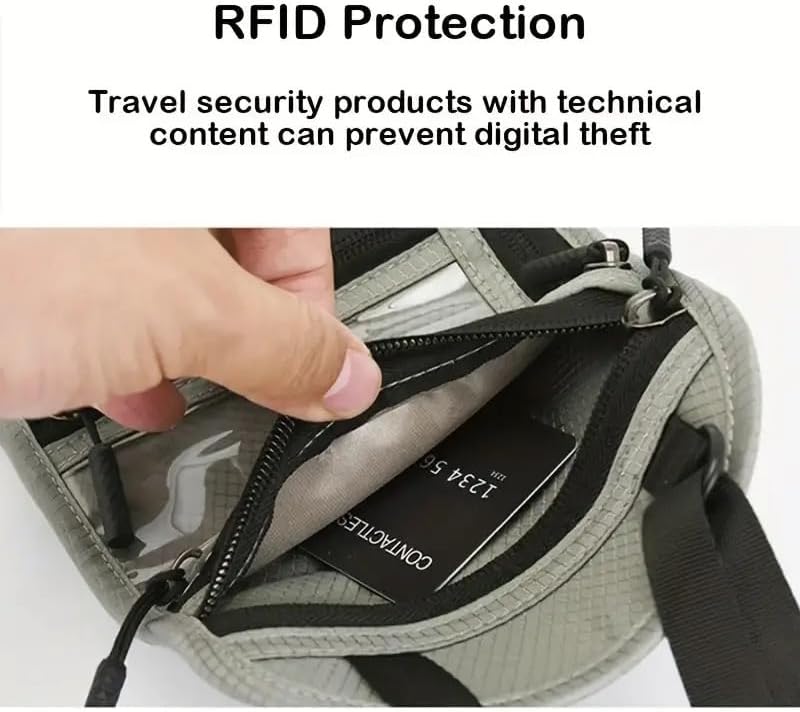 Neck Travel Wallet with RFID Blocking, Passport Holder, Slim, Lightweight, 5 Pockets, Easy to Conceal (Black)
