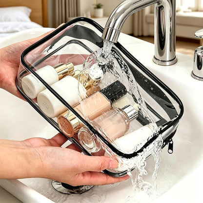 12 Pack Clear Makeup Bags, TSA Approved Toiletry Bags, Waterproof PVC Cosmetic Pouches with Sturdy Zippers, Travel Organizer Cases for Vacation Bathroom & Carry-On(Medium)