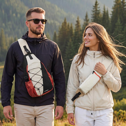 RFID Blocking Sling Bag for Men Women, Crossbody Bags Hiking Travel | Lightweight Water-repellent Nylon Sling Bag, Strap Phone Holder, Quick-release Buckle, Dark Green
