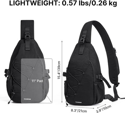 RFID Blocking Sling Bag for Men Women, Crossbody Bags Hiking Travel | Lightweight Water-repellent Nylon Sling Bag, Strap Phone Holder, Quick-release Buckle, Dark Green