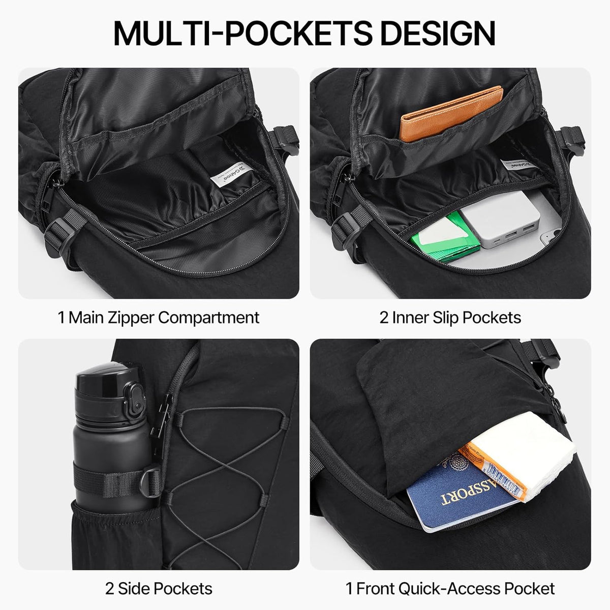 RFID Blocking Sling Bag for Men Women, Crossbody Bags Hiking Travel | Lightweight Water-repellent Nylon Sling Bag, Strap Phone Holder, Quick-release Buckle, Dark Green
