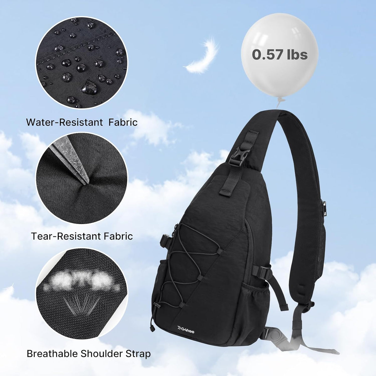 RFID Blocking Sling Bag for Men Women, Crossbody Bags Hiking Travel | Lightweight Water-repellent Nylon Sling Bag, Strap Phone Holder, Quick-release Buckle, Dark Green