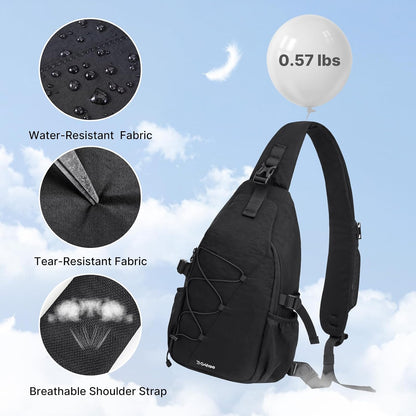 RFID Blocking Sling Bag for Men Women, Crossbody Bags Hiking Travel | Lightweight Water-repellent Nylon Sling Bag, Strap Phone Holder, Quick-release Buckle, Dark Green