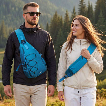 RFID Blocking Sling Bag for Men Women, Crossbody Bags Hiking Travel | Lightweight Water-repellent Nylon Sling Bag, Strap Phone Holder, Quick-release Buckle, Dark Green