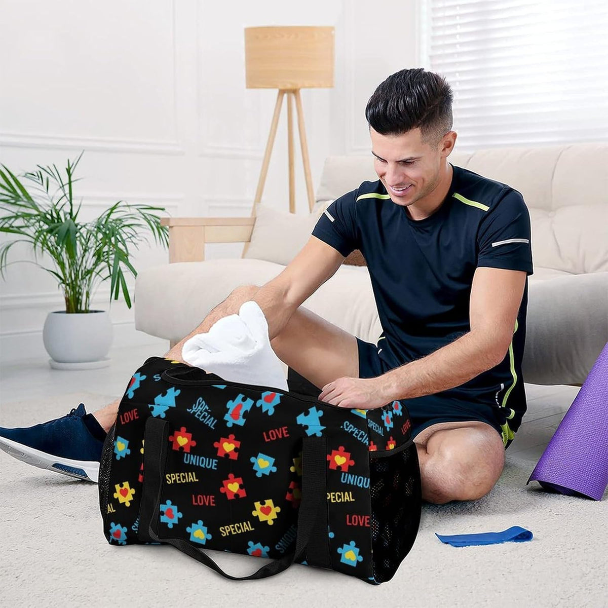 Gym Travel Bag Sports Duffel Simple Weekender Overnight Bag Men Women Workout Short Trip