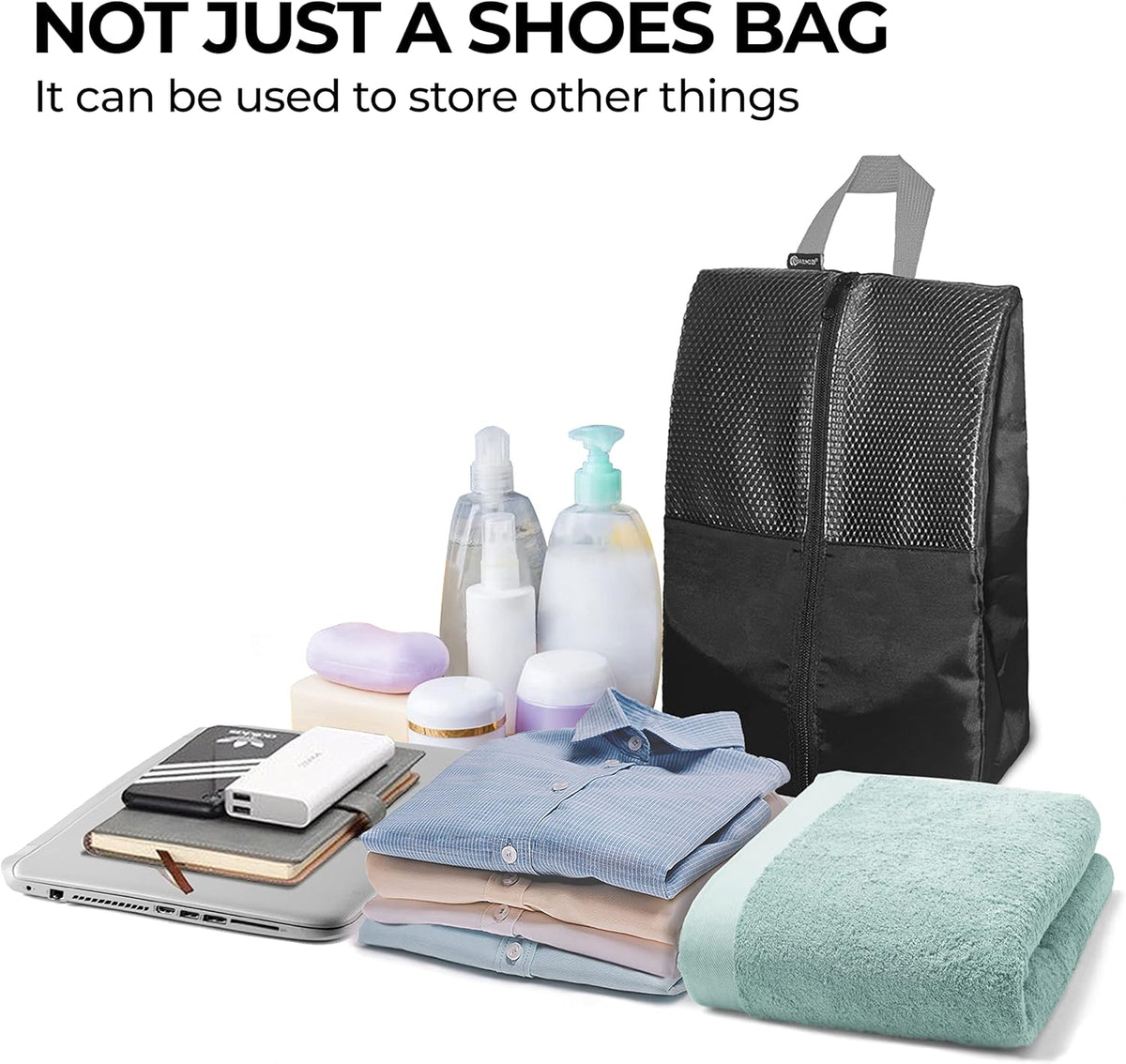 Shoe Bags For Travel, Used As For Storage or Shoe Travel Bag, Space Saving When Travelling With This Travel Shoe Bags For Packing, Waterproof Nylon Sneaker Bag. (Light Purple, 2 Pack, Medium)