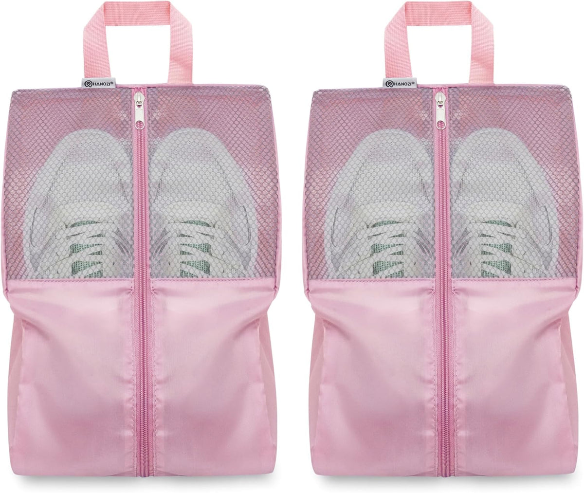 Shoe Bags For Travel, Used As For Storage or Shoe Travel Bag, Space Saving When Travelling With This Travel Shoe Bags For Packing, Waterproof Nylon Sneaker Bag. (Light Purple, 2 Pack, Medium)