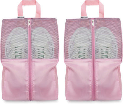 Shoe Bags For Travel, Used As For Storage or Shoe Travel Bag, Space Saving When Travelling With This Travel Shoe Bags For Packing, Waterproof Nylon Sneaker Bag. (Light Purple, 2 Pack, Medium)