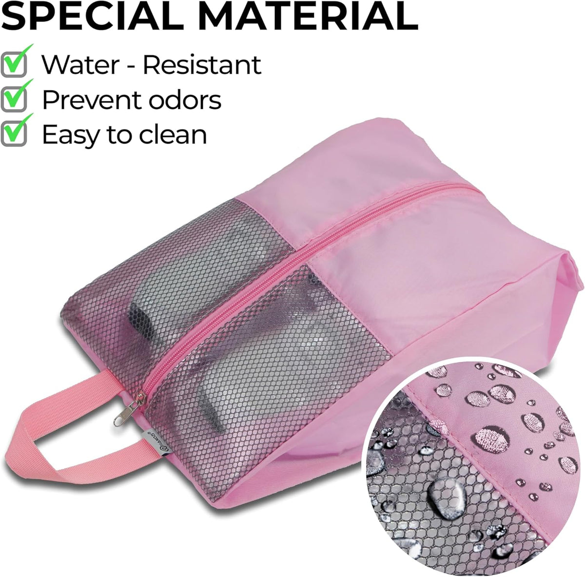 Shoe Bags For Travel, Used As For Storage or Shoe Travel Bag, Space Saving When Travelling With This Travel Shoe Bags For Packing, Waterproof Nylon Sneaker Bag. (Light Purple, 2 Pack, Medium)