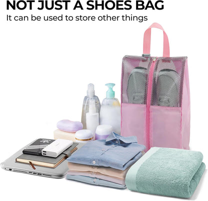 Shoe Bags For Travel, Used As For Storage or Shoe Travel Bag, Space Saving When Travelling With This Travel Shoe Bags For Packing, Waterproof Nylon Sneaker Bag. (Light Purple, 2 Pack, Medium)
