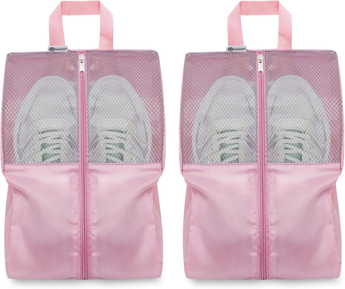 Shoe Bags For Travel, Used As For Storage or Shoe Travel Bag, Space Saving When Travelling With This Travel Shoe Bags For Packing, Waterproof Nylon Sneaker Bag. (Light Purple, 2 Pack, Medium)