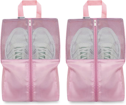 Shoe Bags For Travel, Used As For Storage or Shoe Travel Bag, Space Saving When Travelling With This Travel Shoe Bags For Packing, Waterproof Nylon Sneaker Bag. (Light Purple, 2 Pack, Medium)