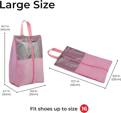Shoe Bags For Travel, Used As For Storage or Shoe Travel Bag, Space Saving When Travelling With This Travel Shoe Bags For Packing, Waterproof Nylon Sneaker Bag. (Light Purple, 2 Pack, Medium)