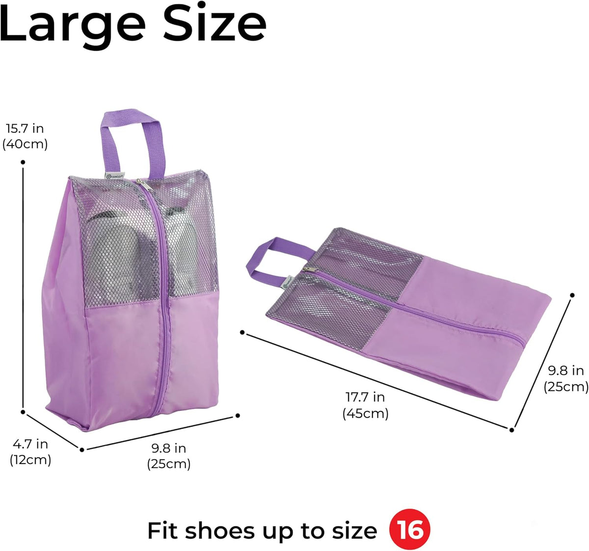 Shoe Bags For Travel, Used As For Storage or Shoe Travel Bag, Space Saving When Travelling With This Travel Shoe Bags For Packing, Waterproof Nylon Sneaker Bag. (Light Purple, 2 Pack, Medium)