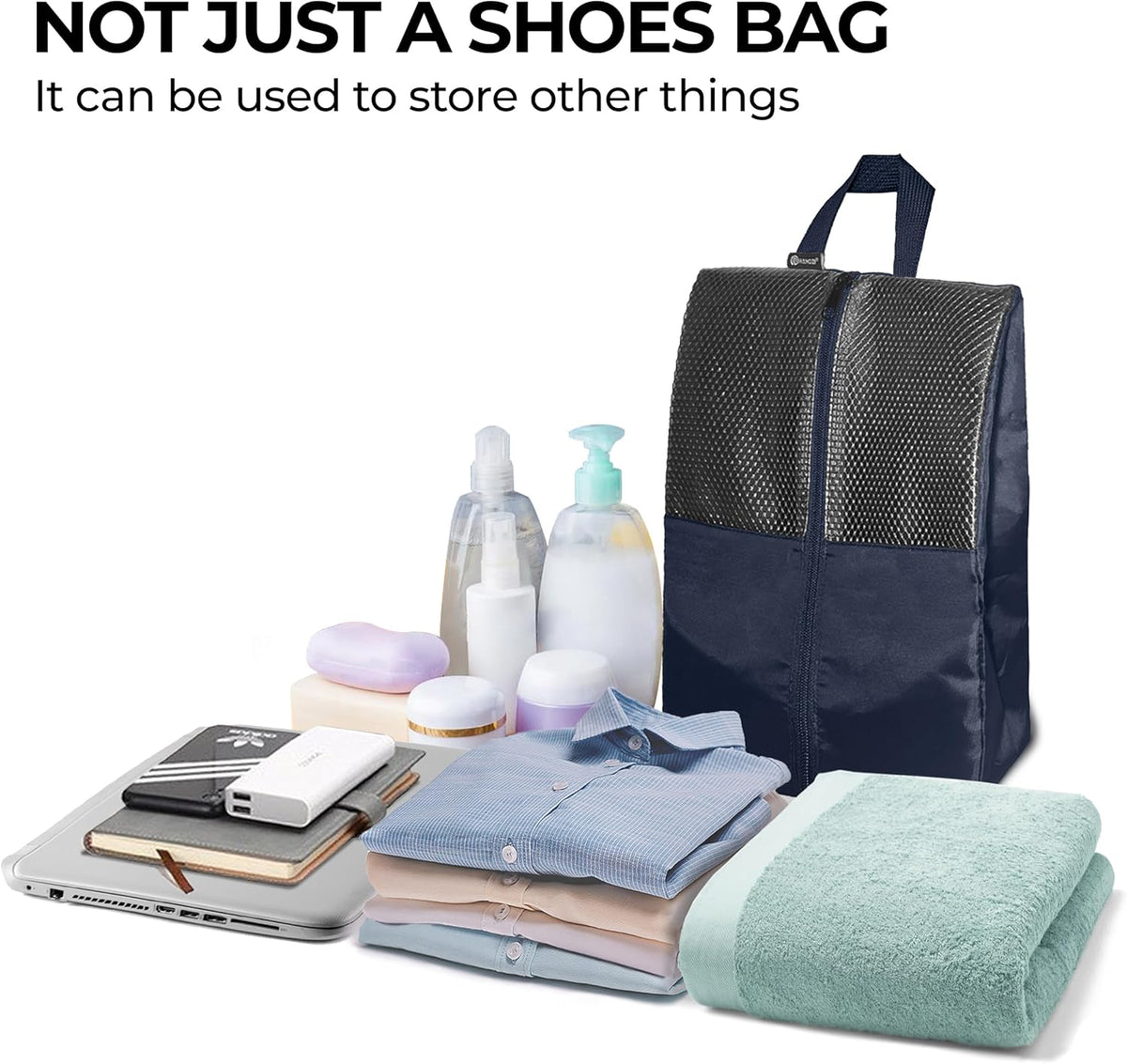 Shoe Bags For Travel, Used As For Storage or Shoe Travel Bag, Space Saving When Travelling With This Travel Shoe Bags For Packing, Waterproof Nylon Sneaker Bag. (Light Purple, 2 Pack, Medium)