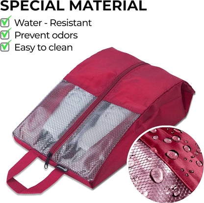 Shoe Bags For Travel, Used As For Storage or Shoe Travel Bag, Space Saving When Travelling With This Travel Shoe Bags For Packing, Waterproof Nylon Sneaker Bag. (Light Purple, 2 Pack, Medium)