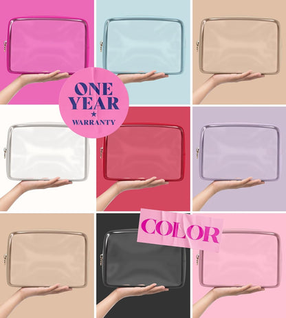 Makeup Bag for Women, Travel Cosmetic Organizer, Waterproof Toiletry Pouch | 2-Sided Clear Small Nylon/PVC Cosmetic Bag with Zipper, Waterproof Beauty Pouch for Purse, Travel Essentials, Make up Case
