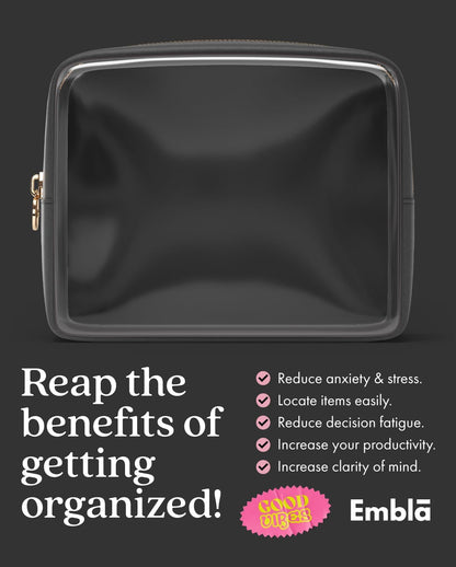Makeup Bag for Women, Travel Cosmetic Organizer, Waterproof Toiletry Pouch | 2-Sided Clear Small Nylon/PVC Cosmetic Bag with Zipper, Waterproof Beauty Pouch for Purse, Travel Essentials, Make up Case