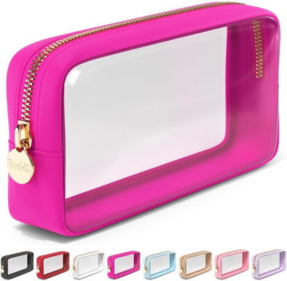 Makeup Bag for Women, Travel Cosmetic Organizer, Waterproof Toiletry Pouch | 2-Sided Clear Small Nylon/PVC Cosmetic Bag with Zipper, Waterproof Beauty Pouch for Purse, Travel Essentials, Make up Case