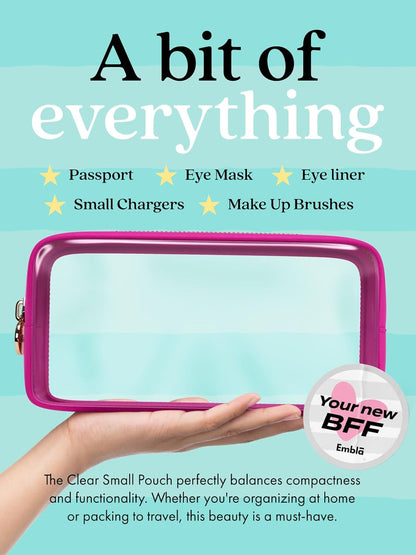 Makeup Bag for Women, Travel Cosmetic Organizer, Waterproof Toiletry Pouch | 2-Sided Clear Small Nylon/PVC Cosmetic Bag with Zipper, Waterproof Beauty Pouch for Purse, Travel Essentials, Make up Case