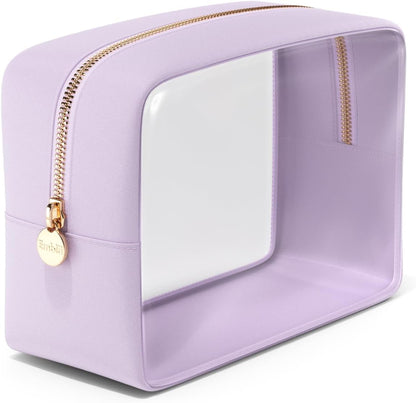 Makeup Bag for Women, Travel Cosmetic Organizer, Waterproof Toiletry Pouch | 2-Sided Clear Small Nylon/PVC Cosmetic Bag with Zipper, Waterproof Beauty Pouch for Purse, Travel Essentials, Make up Case