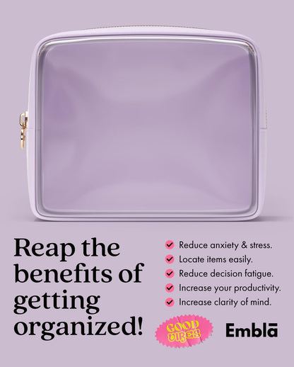 Makeup Bag for Women, Travel Cosmetic Organizer, Waterproof Toiletry Pouch | 2-Sided Clear Small Nylon/PVC Cosmetic Bag with Zipper, Waterproof Beauty Pouch for Purse, Travel Essentials, Make up Case