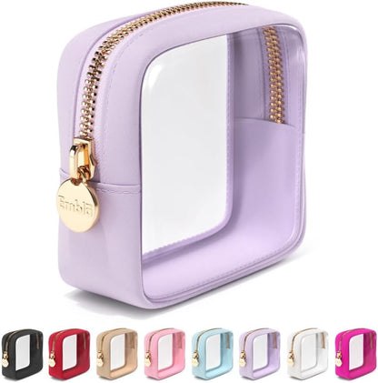 Makeup Bag for Women, Travel Cosmetic Organizer, Waterproof Toiletry Pouch | 2-Sided Clear Small Nylon/PVC Cosmetic Bag with Zipper, Waterproof Beauty Pouch for Purse, Travel Essentials, Make up Case