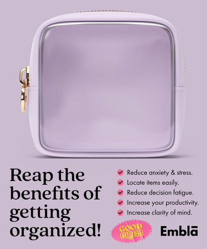 Makeup Bag for Women, Travel Cosmetic Organizer, Waterproof Toiletry Pouch | 2-Sided Clear Small Nylon/PVC Cosmetic Bag with Zipper, Waterproof Beauty Pouch for Purse, Travel Essentials, Make up Case