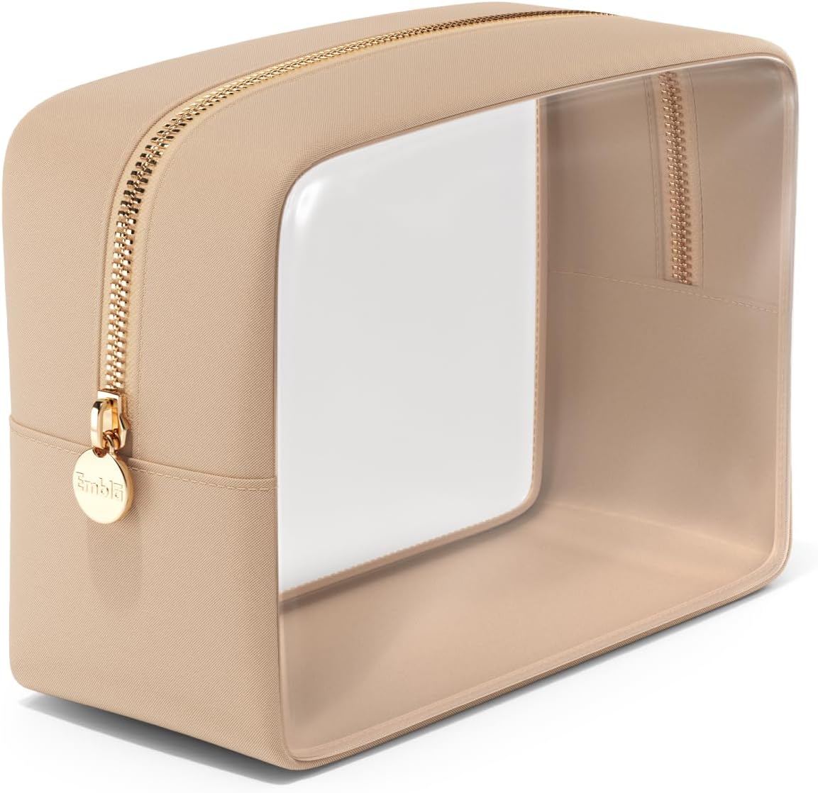 Makeup Bag for Women, Travel Cosmetic Organizer, Waterproof Toiletry Pouch | 2-Sided Clear Small Nylon/PVC Cosmetic Bag with Zipper, Waterproof Beauty Pouch for Purse, Travel Essentials, Make up Case