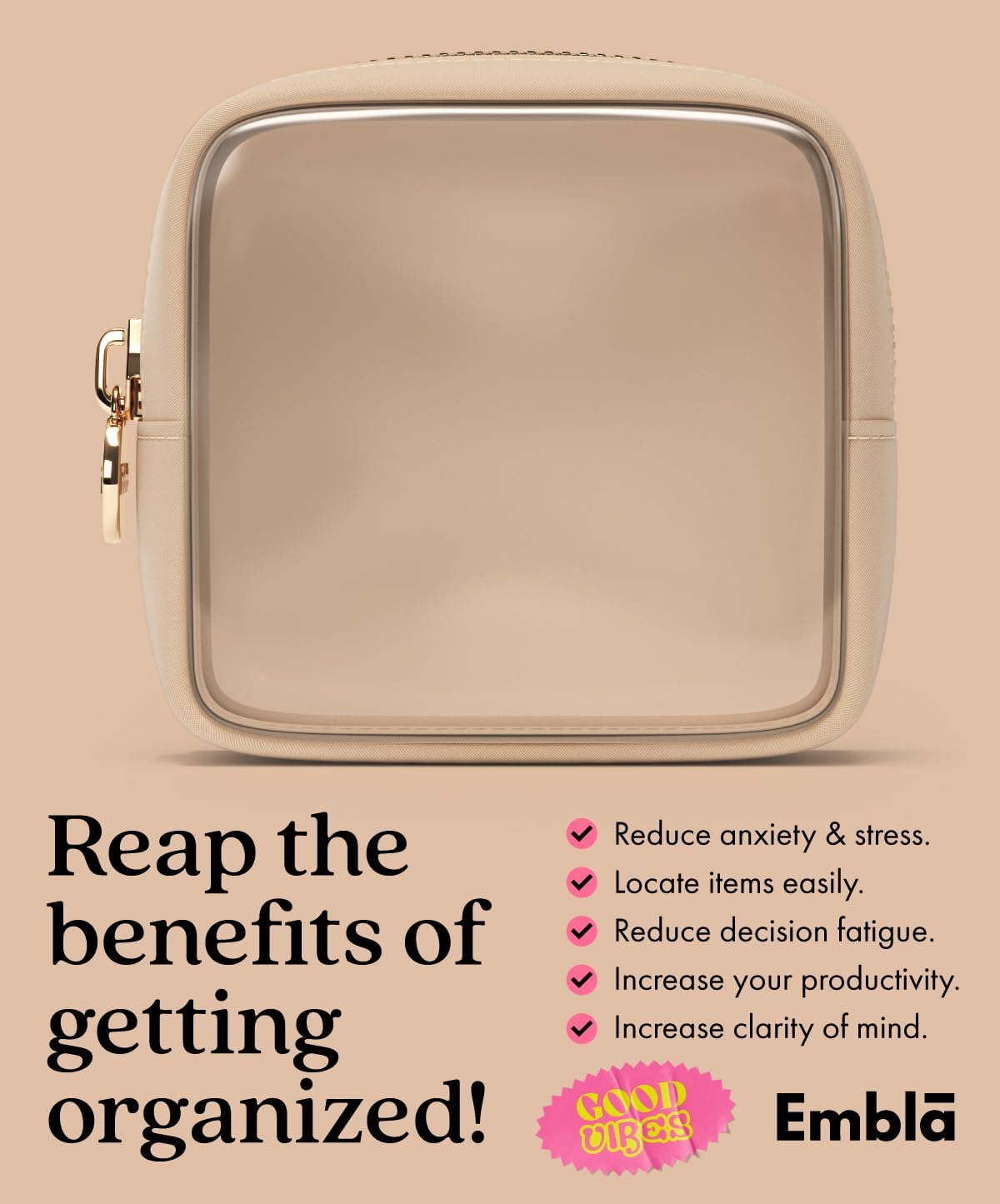 Makeup Bag for Women, Travel Cosmetic Organizer, Waterproof Toiletry Pouch | 2-Sided Clear Small Nylon/PVC Cosmetic Bag with Zipper, Waterproof Beauty Pouch for Purse, Travel Essentials, Make up Case