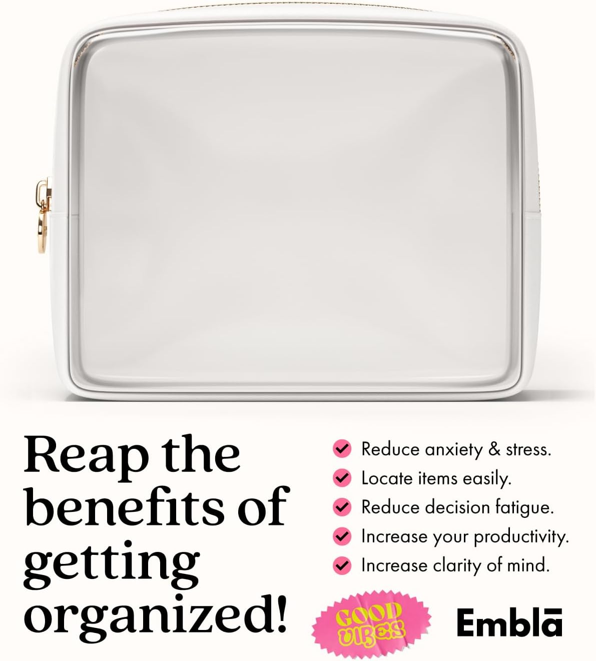 Makeup Bag for Women, Travel Cosmetic Organizer, Waterproof Toiletry Pouch | 2-Sided Clear Small Nylon/PVC Cosmetic Bag with Zipper, Waterproof Beauty Pouch for Purse, Travel Essentials, Make up Case