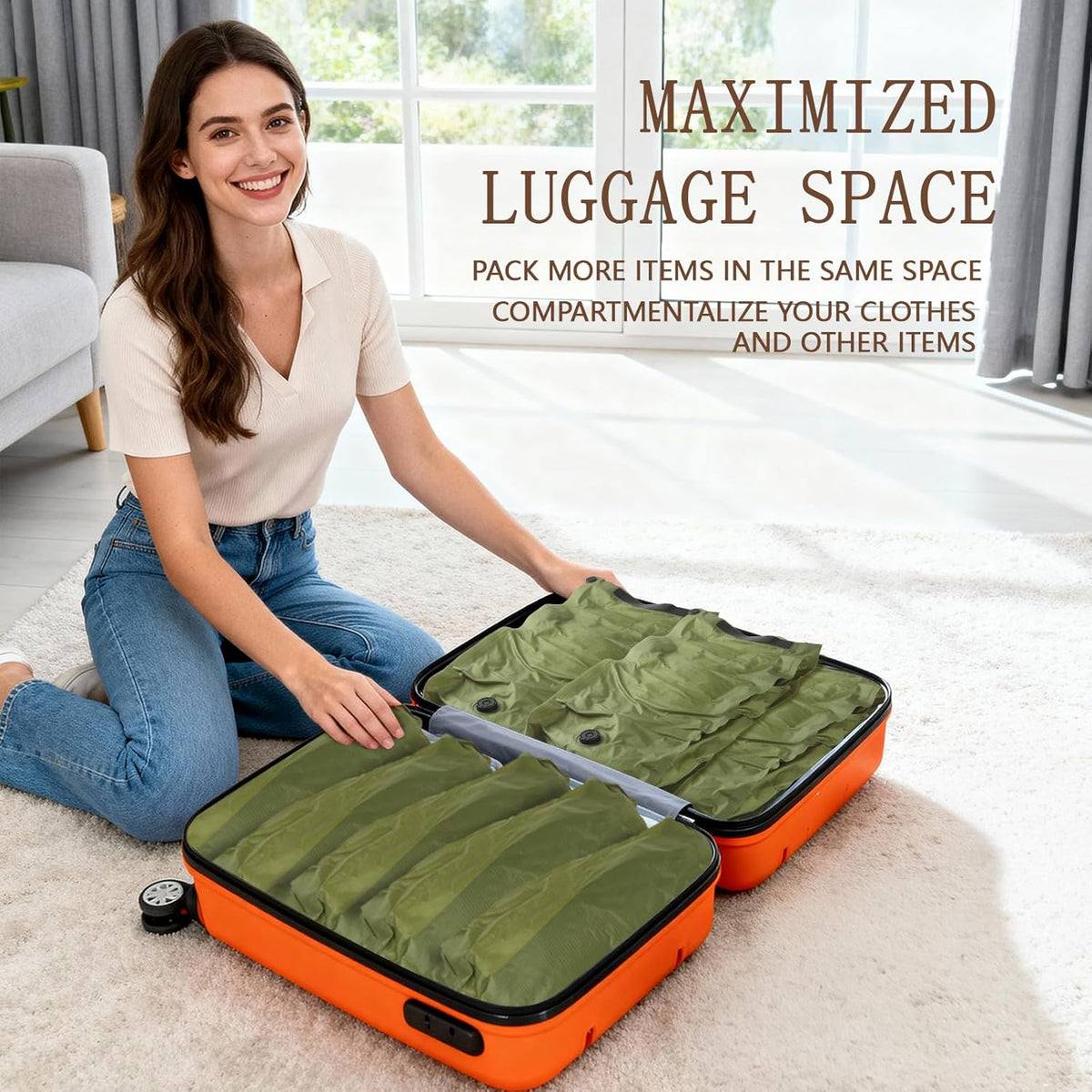 2-Pack Reusable Fabric Vacuum Seal Bags for Clothing Travel - Medium Travel Essentials with Manual Pump, Tear-Resistant Oxford Cloth for Luggage, Closet & Packing Organization (Gery-2M)