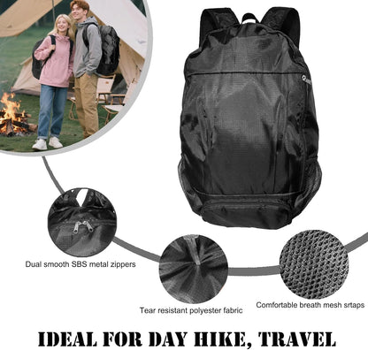 Ultra Lightweight Hiking Backpack 30L, Travel Packable Daypack Foldable Small Backpacks for Women Men(Black)