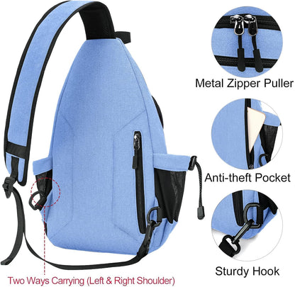 Sling Backpack,Canvas Crossbody Hiking Daypack Bag with Anti-theft Pocket, Space Gray