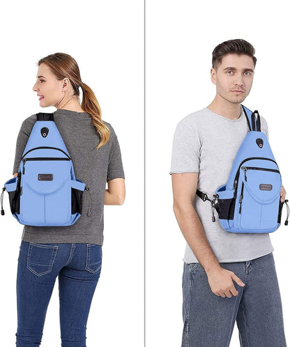 Sling Backpack,Canvas Crossbody Hiking Daypack Bag with Anti-theft Pocket, Space Gray