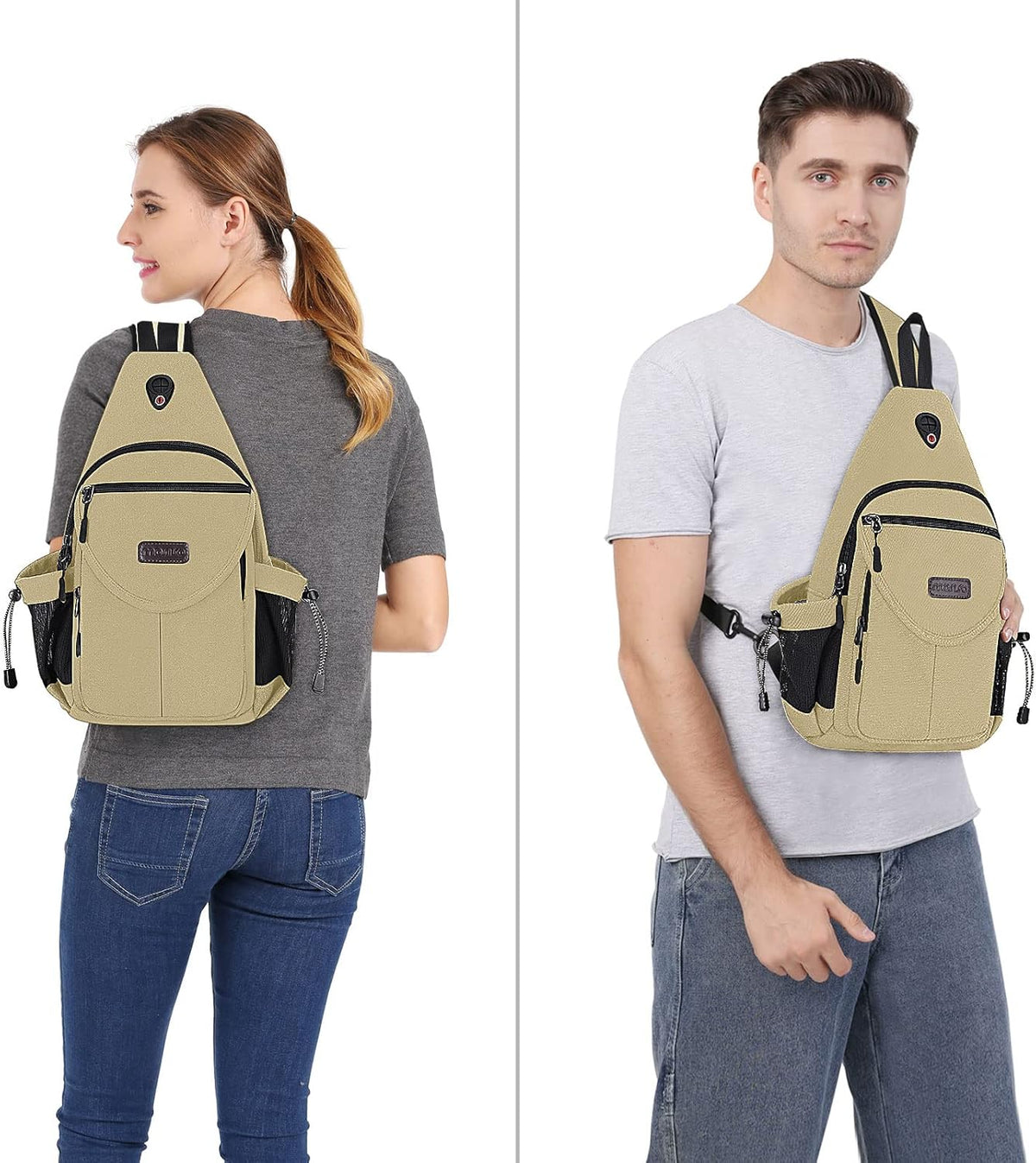 Sling Backpack,Canvas Crossbody Hiking Daypack Bag with Anti-theft Pocket, Space Gray