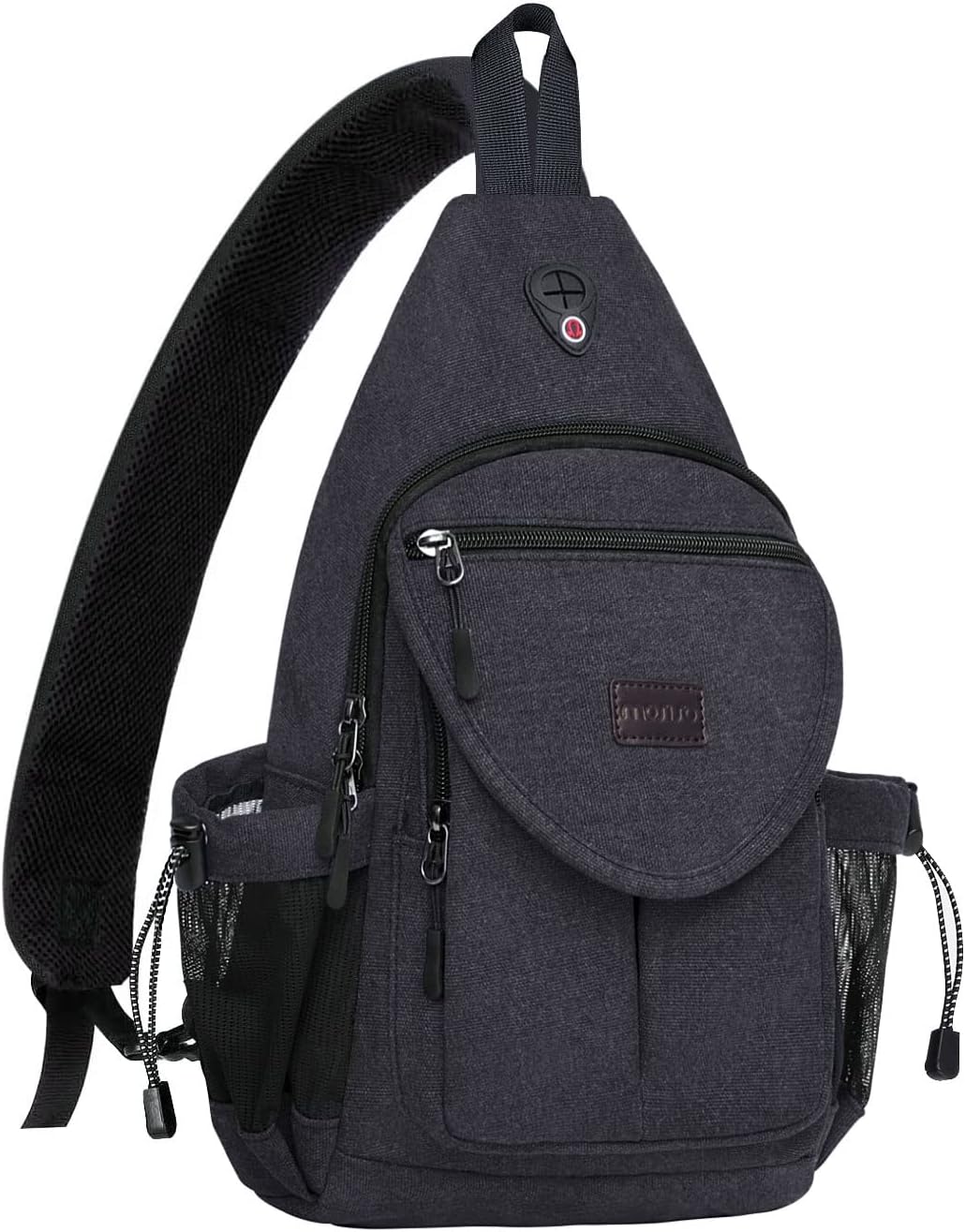 Sling Backpack,Canvas Crossbody Hiking Daypack Bag with Anti-theft Pocket, Space Gray