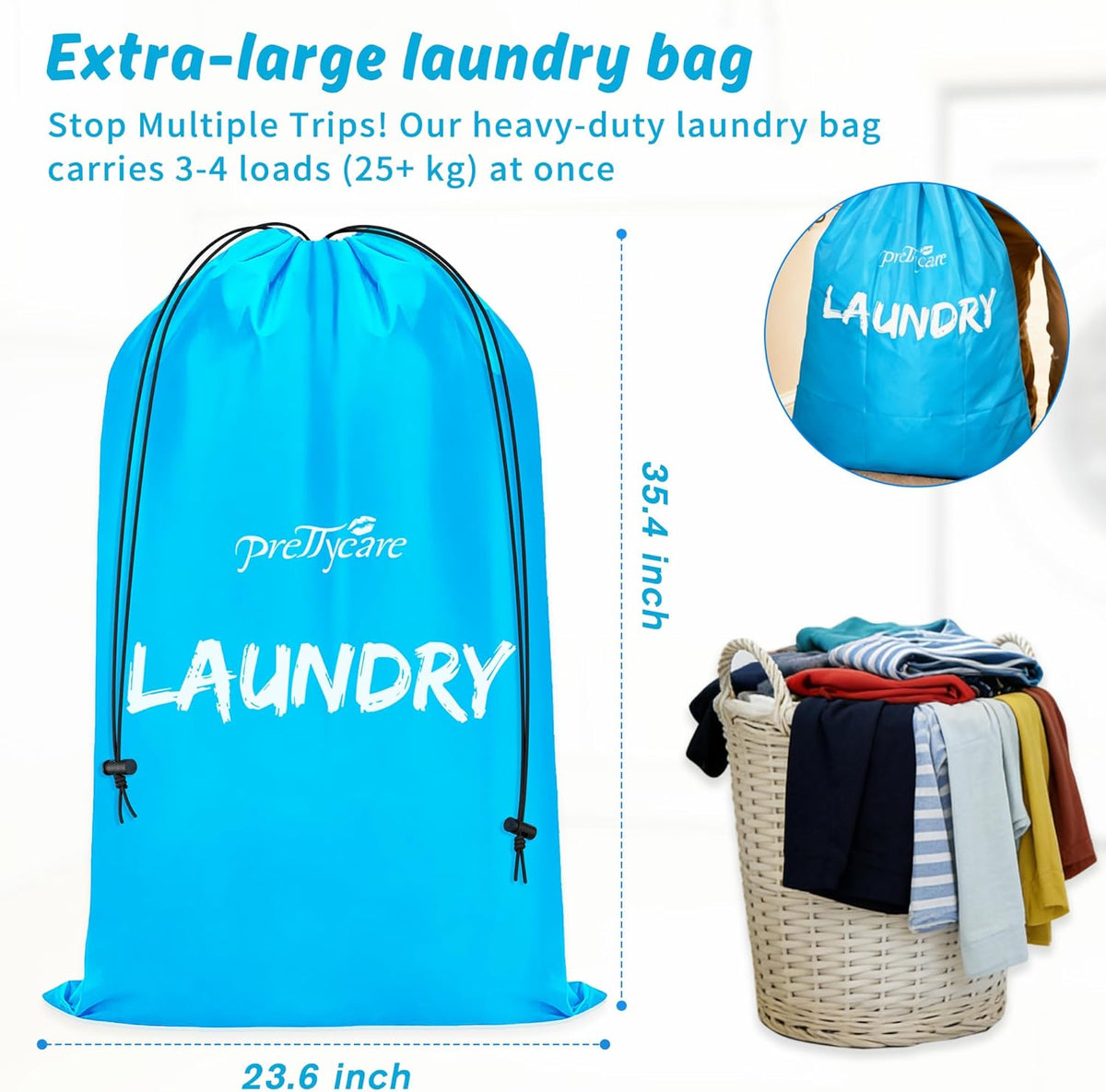 2 XL (35.5 x 23.6 in) Travel Laundry Bags for Delicates, Washable Dirty Clothes Organizer - Easy to Hold 4 Loads of Laundry, Large Enougha for Laundry Hamper or Basket Travel Essentials