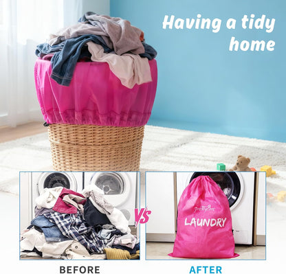 2 XL (35.5 x 23.6 in) Travel Laundry Bags for Delicates, Washable Dirty Clothes Organizer - Easy to Hold 4 Loads of Laundry, Large Enougha for Laundry Hamper or Basket Travel Essentials