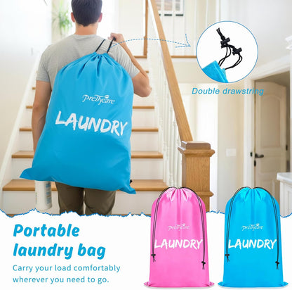 2 XL (35.5 x 23.6 in) Travel Laundry Bags for Delicates, Washable Dirty Clothes Organizer - Easy to Hold 4 Loads of Laundry, Large Enougha for Laundry Hamper or Basket Travel Essentials